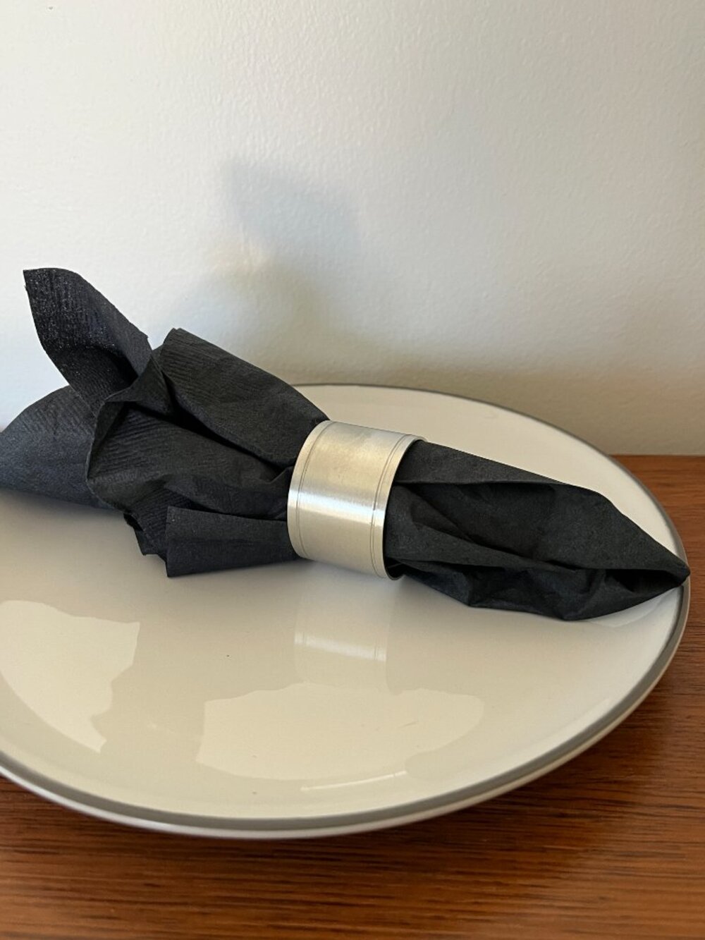 Vintage Brushed Silver Tone Napkin Rings - Set of 4